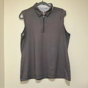 Women’s Nivo Brand Brown and White  Print Summer Golf Polo Tank Top No Size Tag